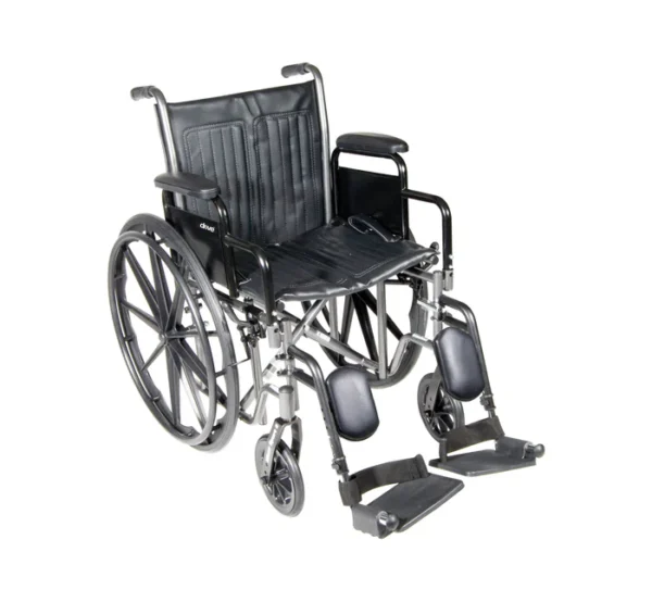 Drive Medical Silver Sport 2 Wheelchair, Detachable Desk Arms, Elevating Leg Rests Drive Medical Silver Sport 2 Wheelchair, Detachable Desk Arms, Elevating Leg Rests, 20" Seat