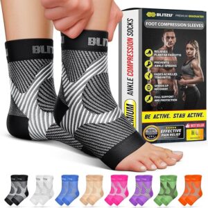 Compression Socks for Plantar Fasciitis, Achilles Tendonitis & Heel Pain Relief with Ankle and Arch Support Black