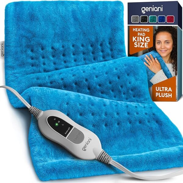GENIANI Heating Pad Electric Throw for Back Pain, Menstrual Pain & Cramps Relief, Moist Heat Therapy for Neck and Shoulder, Auto Shut Off, Machine Washable