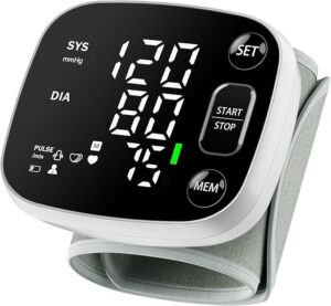 Oklar Rechargeable Wrist Digital Blood Pressure Monitors for Home Use, BP Machine Cuff with LED Backlit Display, Voice Broadcast, 240 Memory Storage for 2 Users, with Carrying Case