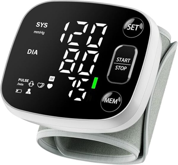Oklar Rechargeable Wrist Digital Blood Pressure Monitors for Home Use, BP Machine Cuff with LED Backlit Display, Voice Broadcast, 240 Memory Storage for 2 Users, with Carrying Case